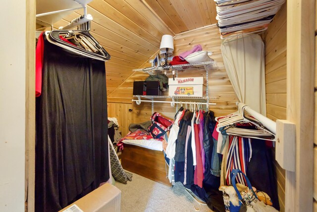 550 Ohio St, Bangor, ME 04401 - walk in closet featuring carpet floors and vaulted ceiling