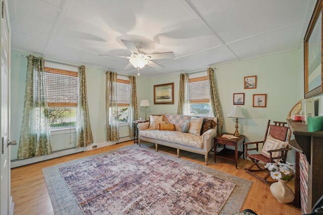 30 Pine St, Thomaston, ME 04861 - living area featuring light wood finished floors and ceiling fan