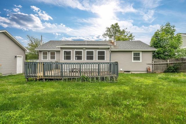 102 New Hampshire St, Millinocket, ME 04462 - rear view of house featuring roof with shingles and a wooden deck