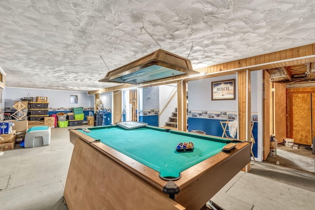 102 New Hampshire St, Millinocket, ME 04462 - rec room with unfinished concrete floors and billiards table