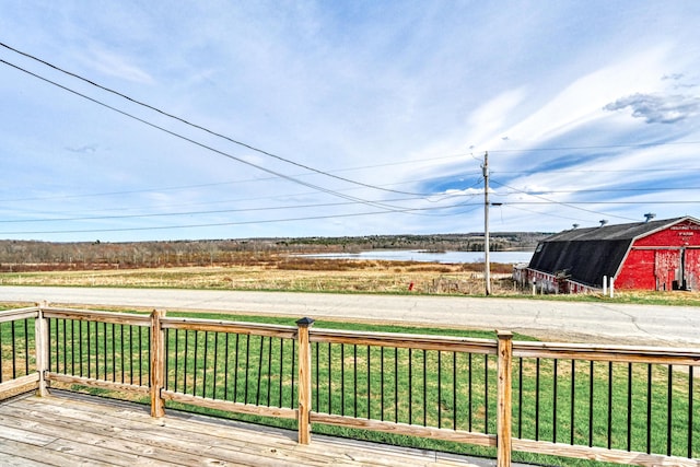 93 Pond Rd, Albion, ME 04910 - wooden terrace featuring a water view