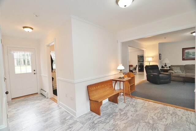 2101 Ohio St, Bangor, ME 04401 - entryway featuring marble finish floor, crown molding, and baseboard heating