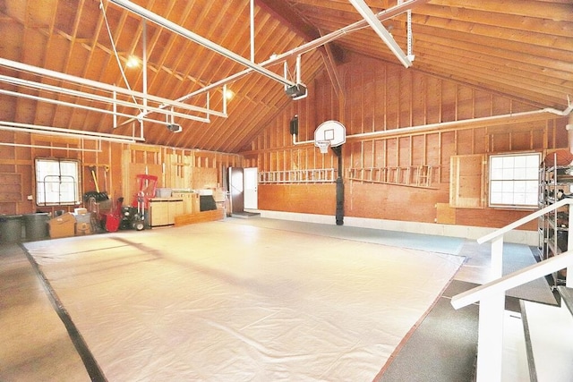 2101 Ohio St, Bangor, ME 04401 - garage with a garage door opener and wood ceiling