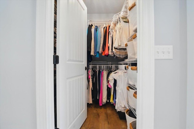 spacious closet with wood finished floors