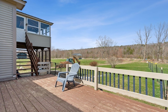 205 Patterson Rd, Limerick, ME 04048 - wooden deck featuring stairs, a playground, and a yard
