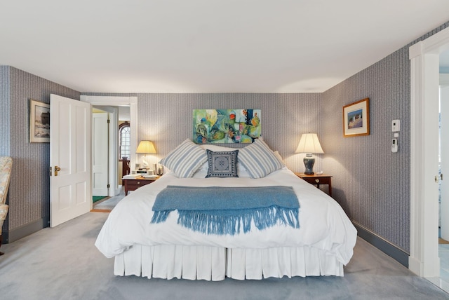 168 Ocean Ave, Kennebunkport, ME 04046 - bedroom featuring light colored carpet, baseboards, and wallpapered walls