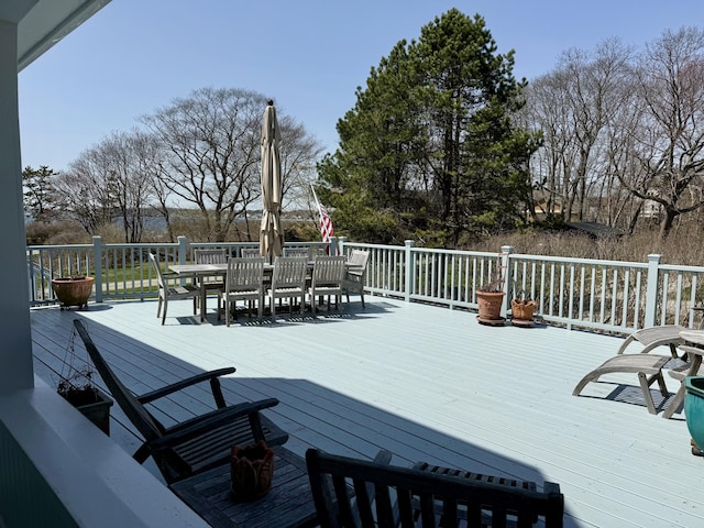 168 Ocean Ave, Kennebunkport, ME 04046 - wooden terrace with outdoor dining area