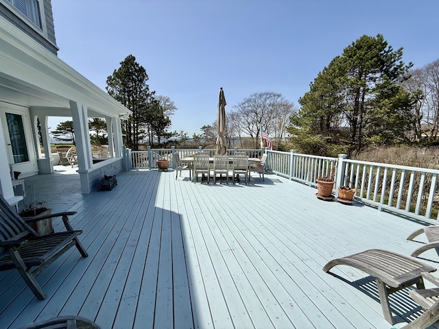 168 Ocean Ave, Kennebunkport, ME 04046 - wooden terrace with outdoor dining area