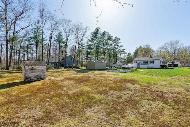 view of yard with a storage unit and an outdoor structure
