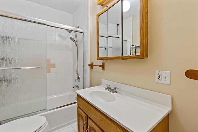 10 Field St, Bangor, ME 04401 - full bath with toilet, vanity, bath / shower combo with glass door, and tile patterned flooring