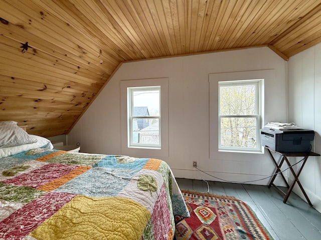 12 Prince Ave, Eastport, ME 04631 - bedroom featuring vaulted ceiling, wood ceiling, and hardwood / wood-style flooring