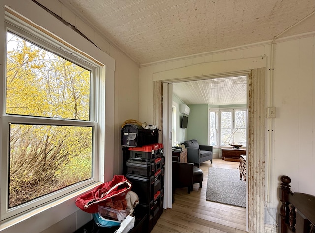 12 Prince Ave, Eastport, ME 04631 - hall with wood-type flooring and a wall unit AC