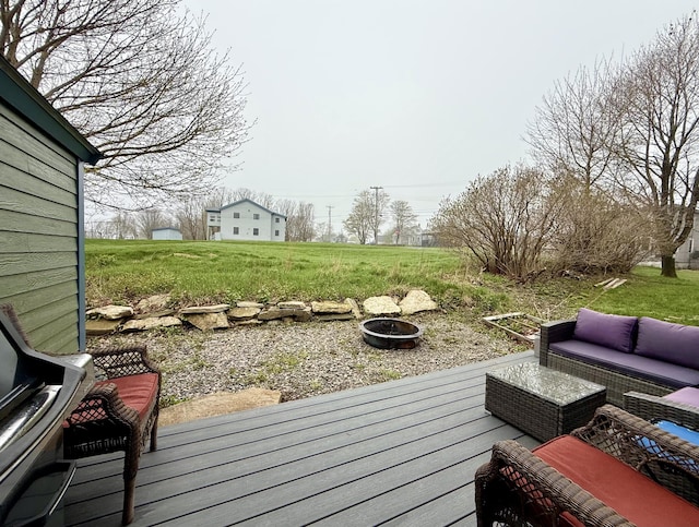 12 Prince Ave, Eastport, ME 04631 - deck featuring a yard and an outdoor living space with a fire pit