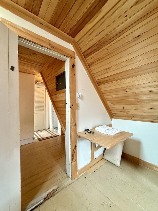 12 Prince Ave, Eastport, ME 04631 - additional living space with wood ceiling, vaulted ceiling, and hardwood / wood-style floors