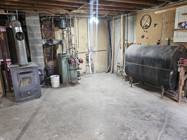 57 Owlsboro Rd, Mount Chase, ME 04765 - unfinished below grade area featuring a heating unit and heating fuel