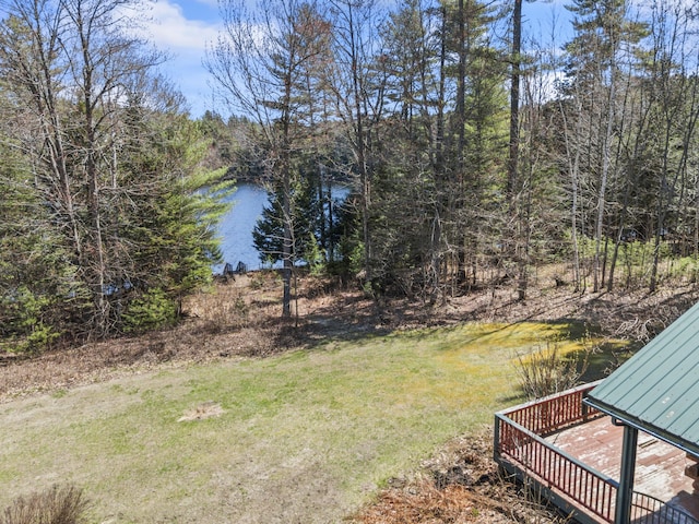 48 Thistle Ln, Sidney, ME 04330 - view of green lawn with a deck with water view