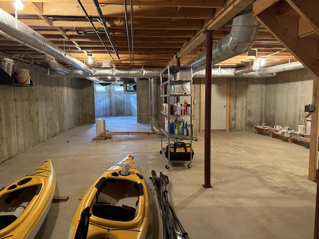 view of unfinished below grade area