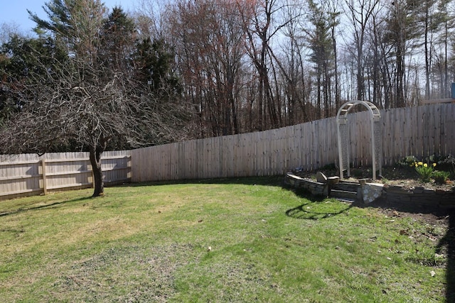 view of yard featuring a fenced backyard