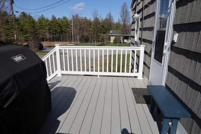 deck featuring grilling area