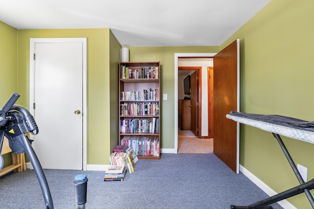 workout room with carpet floors