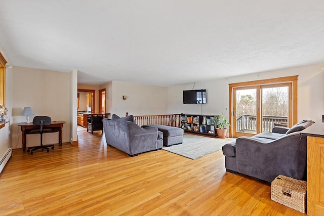 living room featuring light wood-style flooring