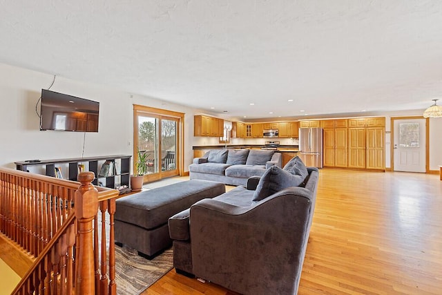 living area with light wood finished floors