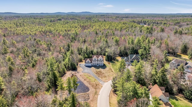 bird's eye view featuring a forest view