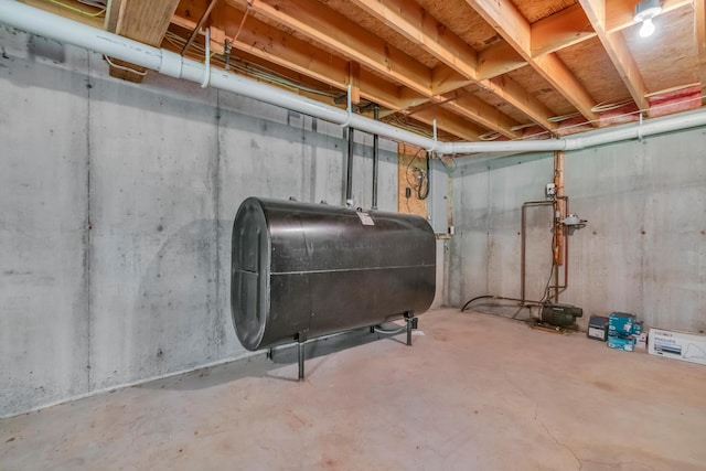 unfinished below grade area featuring heating fuel