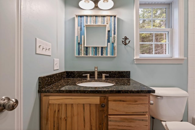bathroom with toilet and vanity