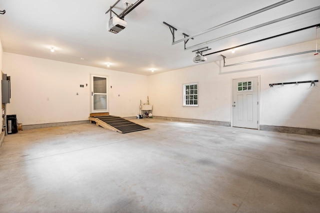 garage with a garage door opener
