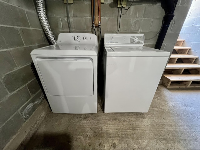 6 Lyons St, Machias, ME 04654 - washroom with laundry area and washer and dryer