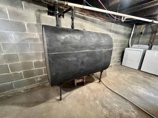 6 Lyons St, Machias, ME 04654 - unfinished basement featuring heating fuel and washer and clothes dryer
