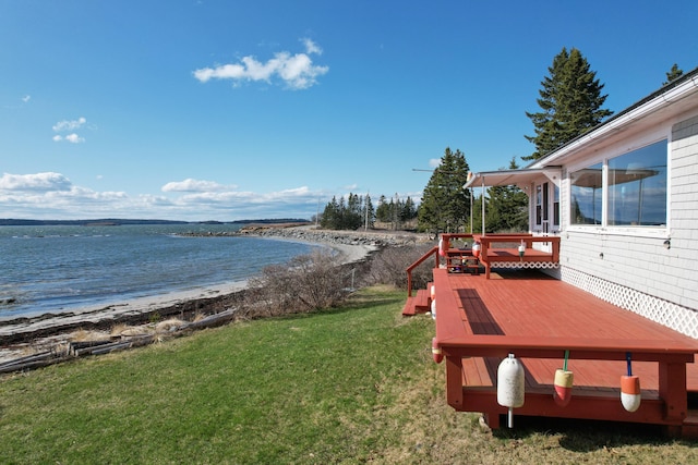 property view of water featuring a beach view