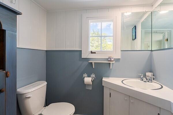 bathroom featuring vanity and toilet