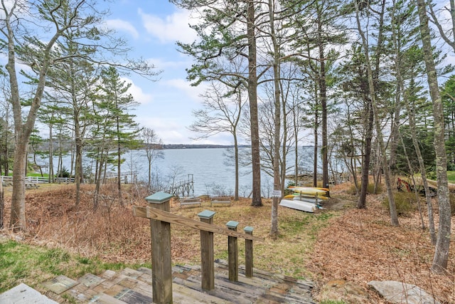 view of yard featuring a water view