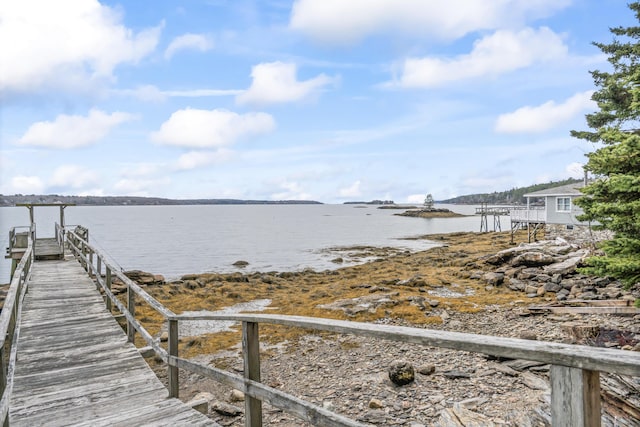dock area featuring a water view