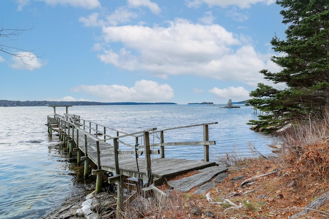 view of dock featuring a water view