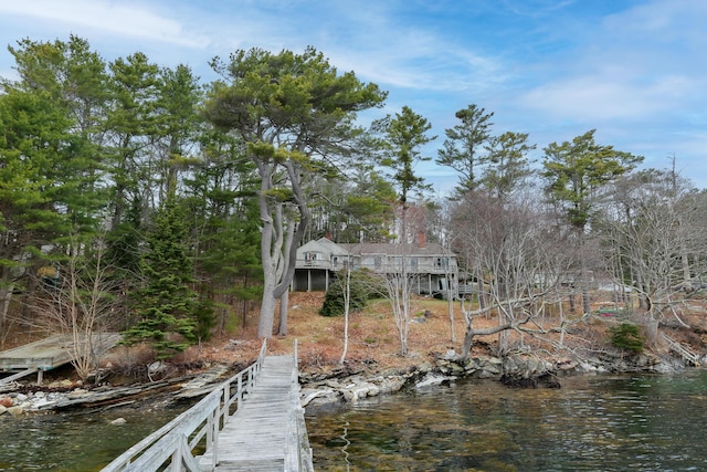 view of dock featuring a water view
