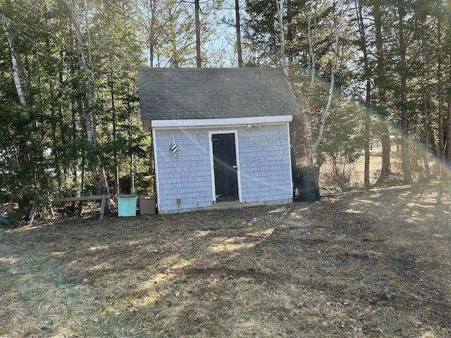 view of shed