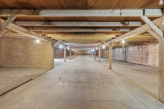 view of unfinished basement