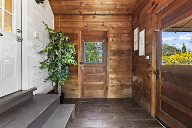 17 US Route 1, Falmouth, ME 04105 - entrance foyer with wood walls and wooden ceiling