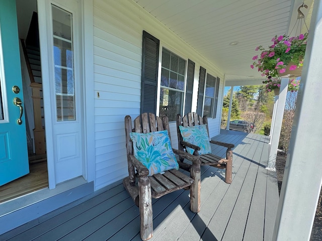 wooden deck with covered porch