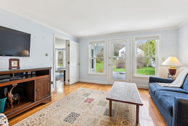 10 Ephraim Tyler Way Unit 10, Kennebunk, ME 04043 - living room with plenty of natural light, crown molding, light wood finished floors, and baseboards