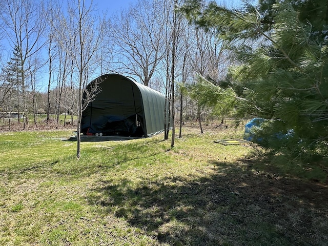 view of yard featuring an outdoor structure