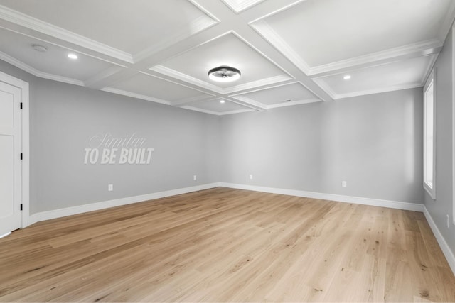 4-16 Tatnic Rd, Wells, ME 04090 - unfurnished room with light wood-style floors, beamed ceiling, baseboards, and recessed lighting