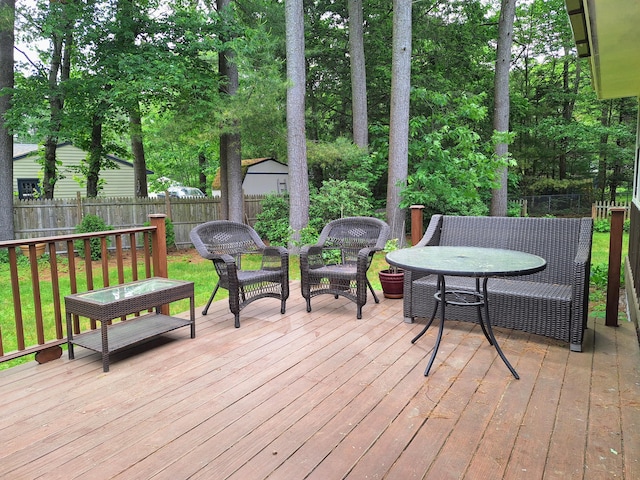 31 Arbor Ave, Topsham, ME 04086 - wooden deck with a fenced backyard