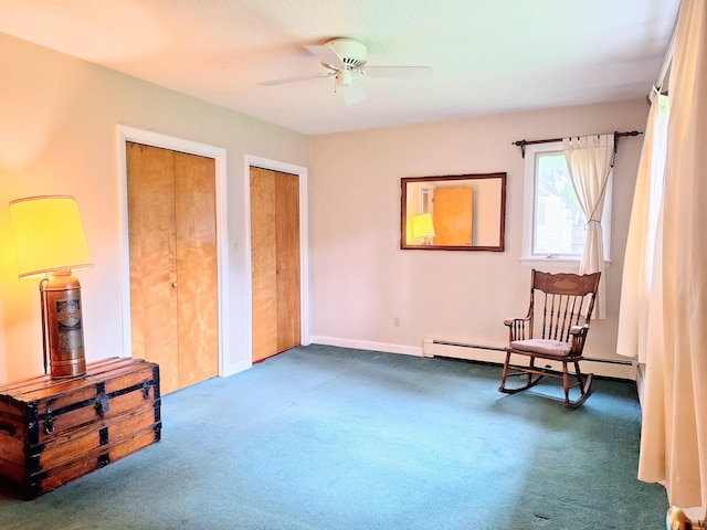 31 Arbor Ave, Topsham, ME 04086 - unfurnished room with carpet floors, ceiling fan, and a baseboard radiator