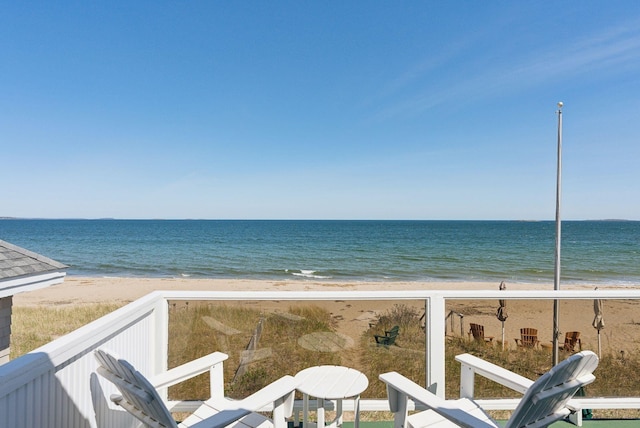 view of water feature featuring a beach view