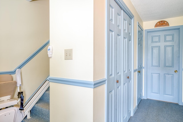 6 Seaside Dr, Belfast, ME 04915 - hallway featuring carpet floors and a textured ceiling