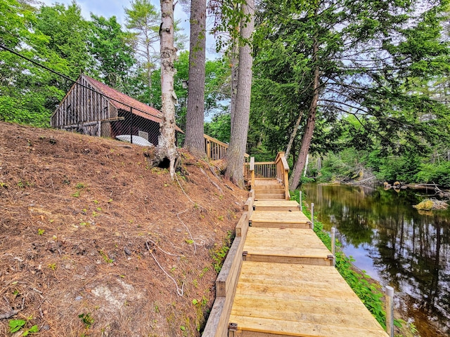 137 Maplewood Dr, Naples, ME 04055 - dock with a water view and stairs